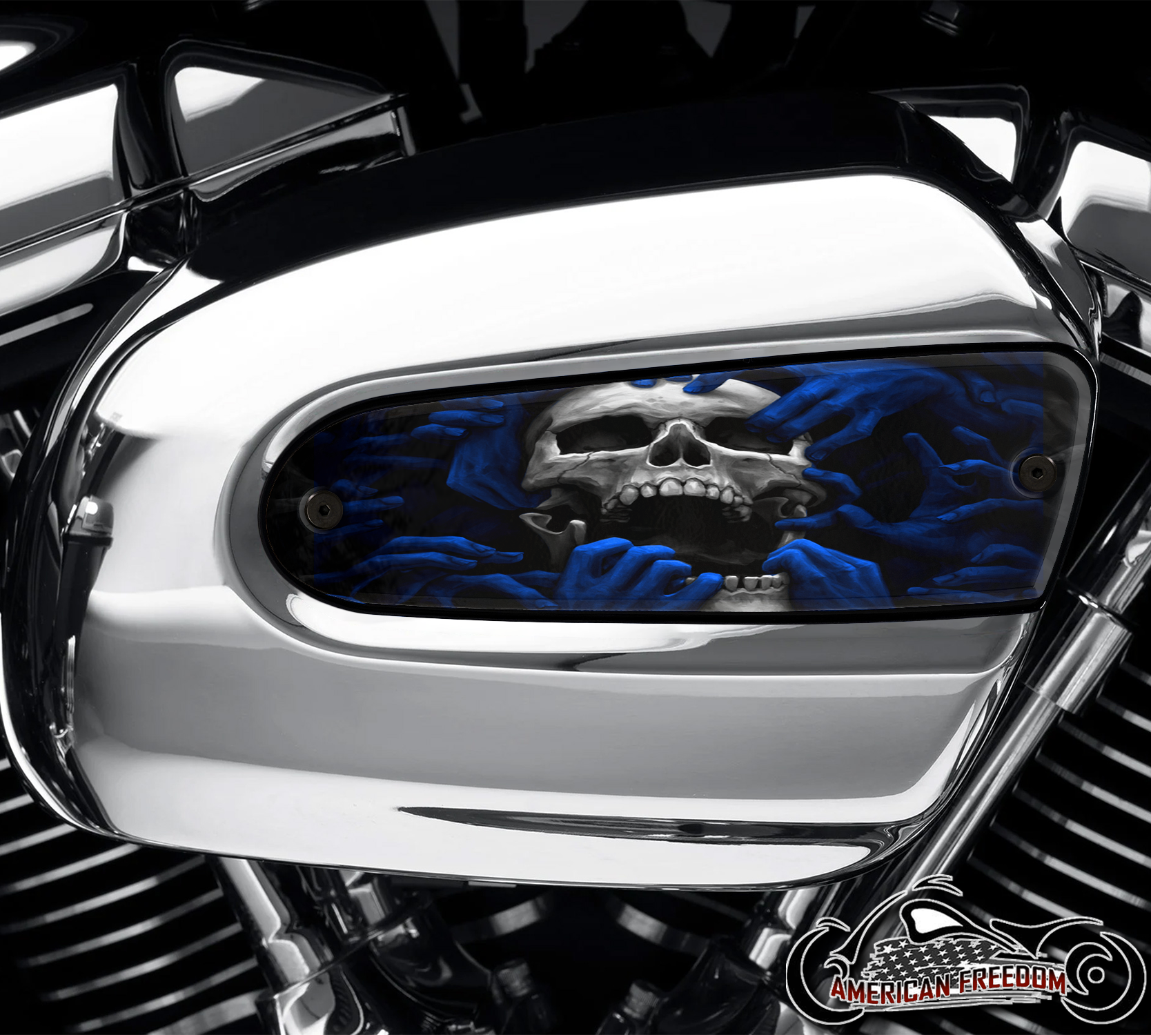 Harley Davidson Wedge Air Cleaner Insert - Torn Apart Skull Blue
